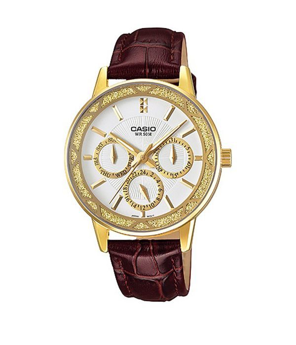 Hình ảnh Đồng Hồ Nữ Casio LTP-2087GL-5AVDF Dây Da Mặt Tròn Pin Quartz SHOPDONGHO.com