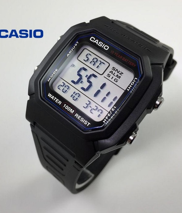 Đồng hồ Casio W-800H-1AVDF Nam Pin (Quartz) Dây Cao Su (Nhựa)