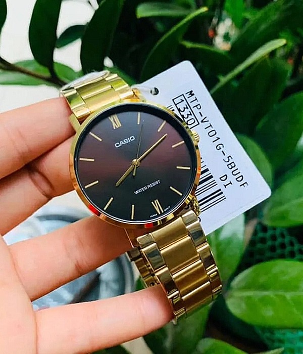 Hình ảnh đồng hồ Nam Casio MTP-VT01G-5BUDF Pin (Quartz) - Tròn - Dây Inox (Thép Không Gỉ) chính hãng