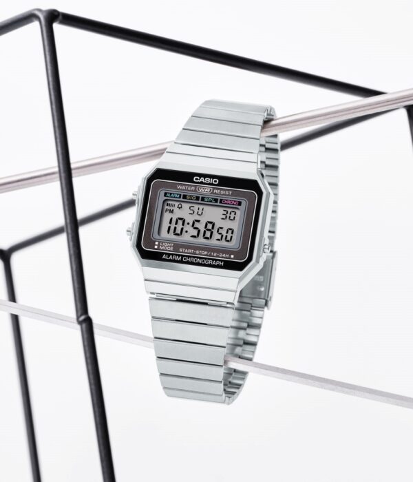 Hình ảnh đồng hồ Unisex (Nam/Nữ) Casio A700W-1ADF Pin (Quartz) - Vuông - Dây Inox (Thép Không Gỉ) chính hãng