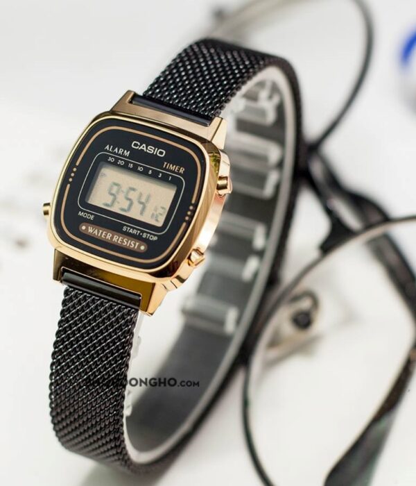 Hình ảnh đồng hồ Nữ Casio LA670WEMB-1DF Pin (Quartz) - Vuông - Dây Inox (Thép Không Gỉ) chính hãng