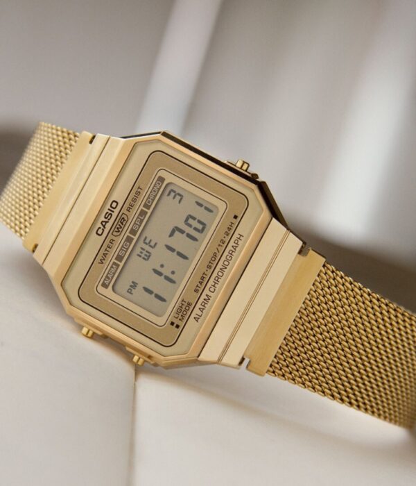 Hình ảnh đồng hồ Unisex (Nam/Nữ) Casio A700WMG-9ADF Pin (Quartz) - Vuông - Dây Inox (Thép Không Gỉ) chính hãng