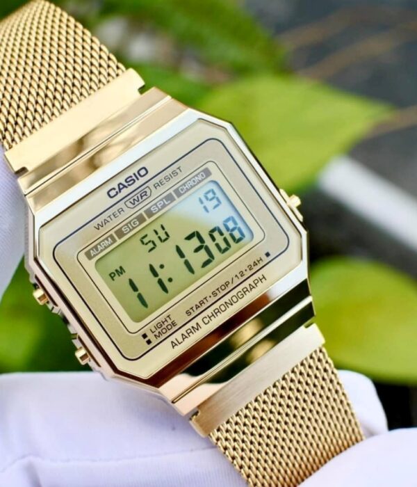 Hình ảnh đồng hồ Unisex (Nam/Nữ) Casio A700WMG-9ADF Pin (Quartz) - Vuông - Dây Inox (Thép Không Gỉ) chính hãng