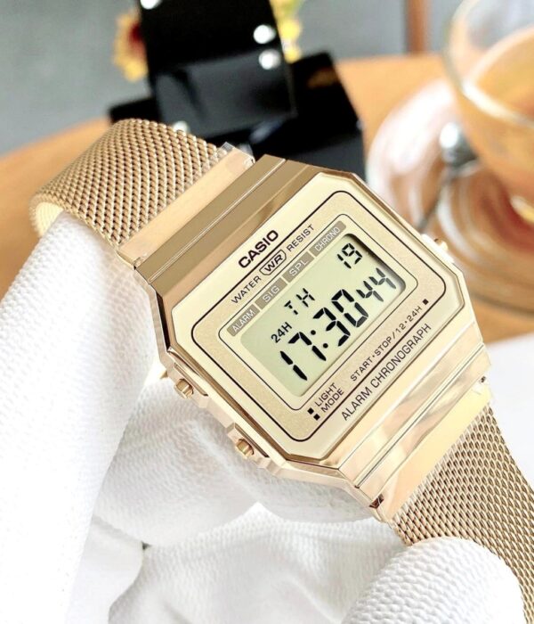 Hình ảnh đồng hồ Unisex (Nam/Nữ) Casio A700WMG-9ADF Pin (Quartz) - Vuông - Dây Inox (Thép Không Gỉ) chính hãng