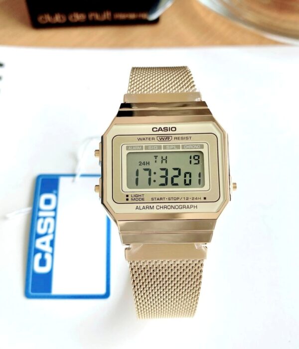 Hình ảnh đồng hồ Unisex (Nam/Nữ) Casio A700WMG-9ADF Pin (Quartz) - Vuông - Dây Inox (Thép Không Gỉ) chính hãng