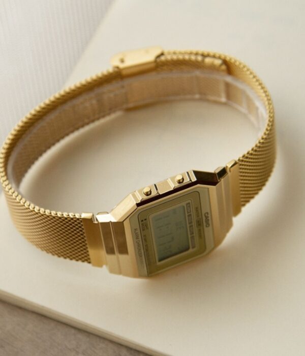 Hình ảnh đồng hồ Unisex (Nam/Nữ) Casio A700WMG-9ADF Pin (Quartz) - Vuông - Dây Inox (Thép Không Gỉ) chính hãng