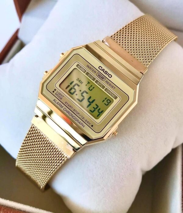 Hình ảnh đồng hồ Unisex (Nam/Nữ) Casio A700WMG-9ADF Pin (Quartz) - Vuông - Dây Inox (Thép Không Gỉ) chính hãng