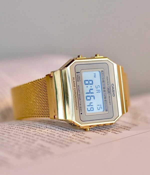 Hình ảnh đồng hồ Unisex (Nam/Nữ) Casio A700WMG-9ADF Pin (Quartz) - Vuông - Dây Inox (Thép Không Gỉ) chính hãng