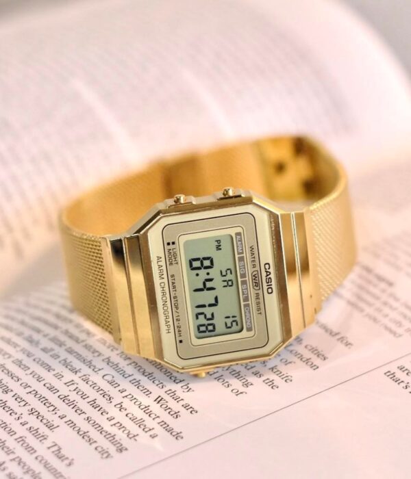 Hình ảnh đồng hồ Unisex (Nam/Nữ) Casio A700WMG-9ADF Pin (Quartz) - Vuông - Dây Inox (Thép Không Gỉ) chính hãng