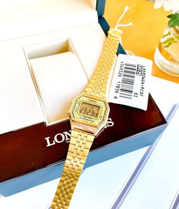Hình ảnh đồng hồ Nữ Casio LA680WGA-9CDF Pin (Quartz) - Vuông - Dây Inox (Thép Không Gỉ) chính hãng