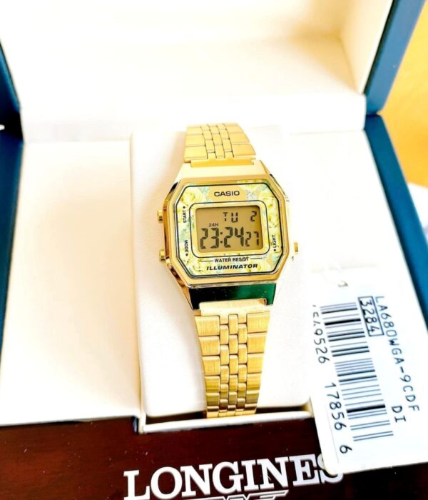 Hình ảnh đồng hồ Nữ Casio LA680WGA-9CDF Pin (Quartz) - Vuông - Dây Inox (Thép Không Gỉ) chính hãng