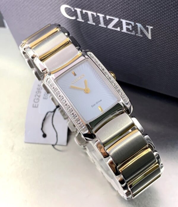 Hình ảnh đồng hồ Nữ Citizen EG2965-53A Eco-Drive (Năng lượng ánh sáng) - Vuông - Dây Inox (Thép Không Gỉ) chính hãng