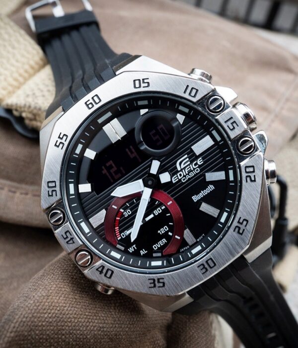 Đồng hồ Casio ECB-10P-1ADF Nam máy Pin (Quartz) Dây Cao Su (Nhựa) mặt Bát Giác chính hãng