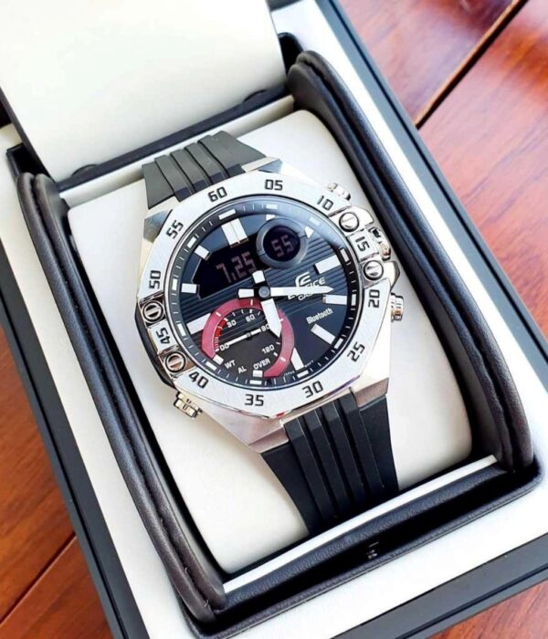 Đồng hồ Casio ECB-10P-1ADF Nam máy Pin (Quartz) Dây Cao Su (Nhựa) mặt Bát Giác chính hãng