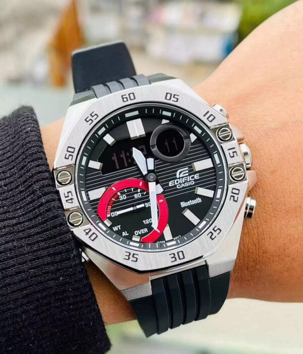 Đồng hồ Casio ECB-10P-1ADF Nam máy Pin (Quartz) Dây Cao Su (Nhựa) mặt Bát Giác chính hãng