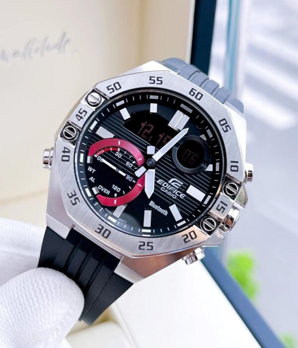Đồng hồ Casio ECB-10P-1ADF Nam máy Pin (Quartz) Dây Cao Su (Nhựa) mặt Bát Giác chính hãng