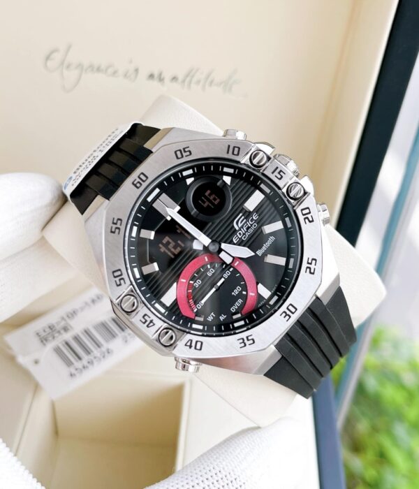 Đồng hồ Casio ECB-10P-1ADF Nam máy Pin (Quartz) Dây Cao Su (Nhựa) mặt Bát Giác chính hãng