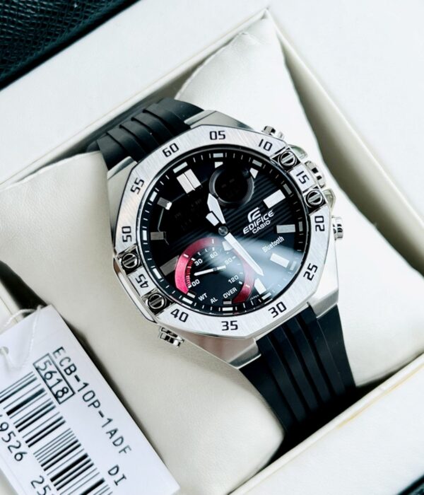 Đồng hồ Casio ECB-10P-1ADF Nam máy Pin (Quartz) Dây Cao Su (Nhựa) mặt Bát Giác chính hãng