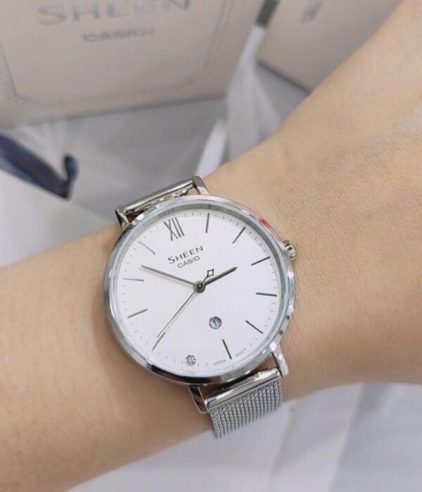 Đồng hồ Casio SHE-4539M-7AUDF Nữ máy Pin (Quartz) Dây Lưới mặt Tròn chính hãng