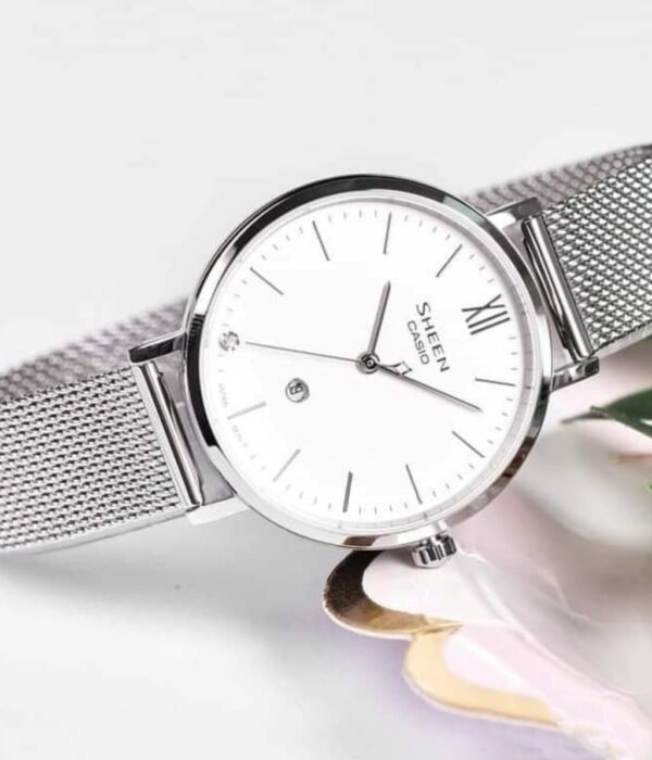 Đồng hồ Casio SHE-4539M-7AUDF Nữ máy Pin (Quartz) Dây Lưới mặt Tròn chính hãng