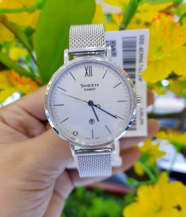 Đồng hồ Casio SHE-4539M-7AUDF Nữ máy Pin (Quartz) Dây Lưới mặt Tròn chính hãng