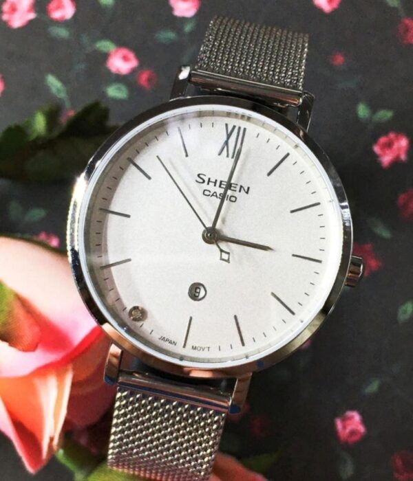 Đồng hồ Casio SHE-4539M-7AUDF Nữ máy Pin (Quartz) Dây Lưới mặt Tròn chính hãng