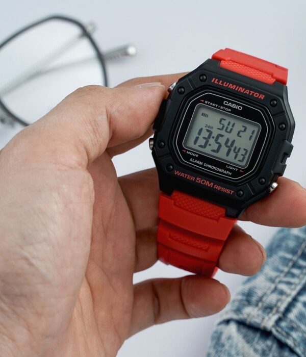 Đồng hồ Casio W-218H-4BVDF Nam máy Pin (Quartz) Dây Cao Su (Nhựa) mặt Vuông chính hãng