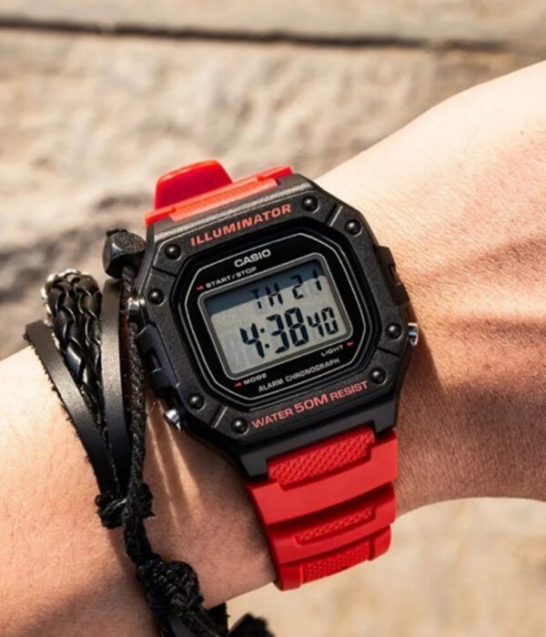 Đồng hồ Casio W-218H-4BVDF Nam máy Pin (Quartz) Dây Cao Su (Nhựa) mặt Vuông chính hãng