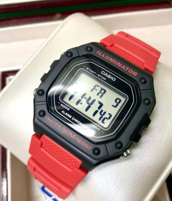 Đồng hồ Casio W-218H-4BVDF Nam máy Pin (Quartz) Dây Cao Su (Nhựa) mặt Vuông chính hãng
