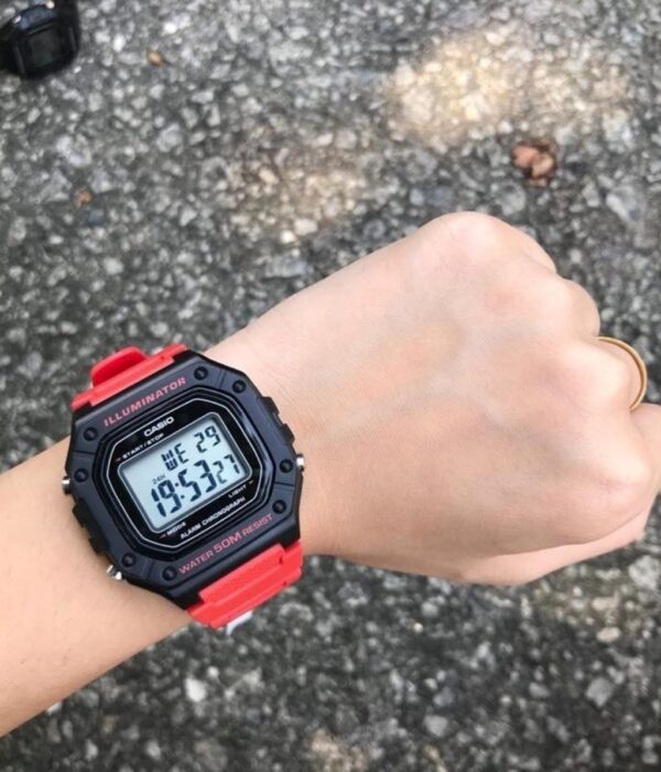 Đồng hồ Casio W-218H-4BVDF Nam máy Pin (Quartz) Dây Cao Su (Nhựa) mặt Vuông chính hãng
