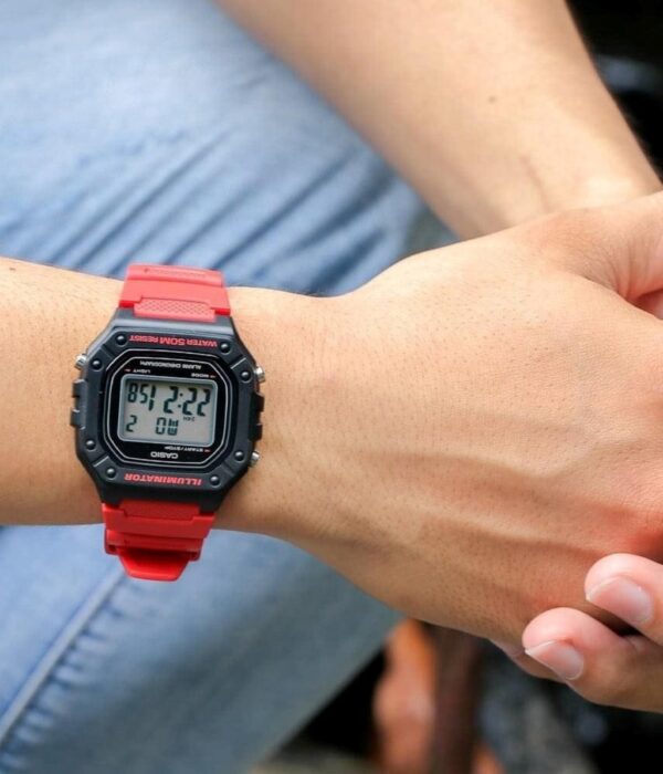 Đồng hồ Casio W-218H-4BVDF Nam máy Pin (Quartz) Dây Cao Su (Nhựa) mặt Vuông chính hãng