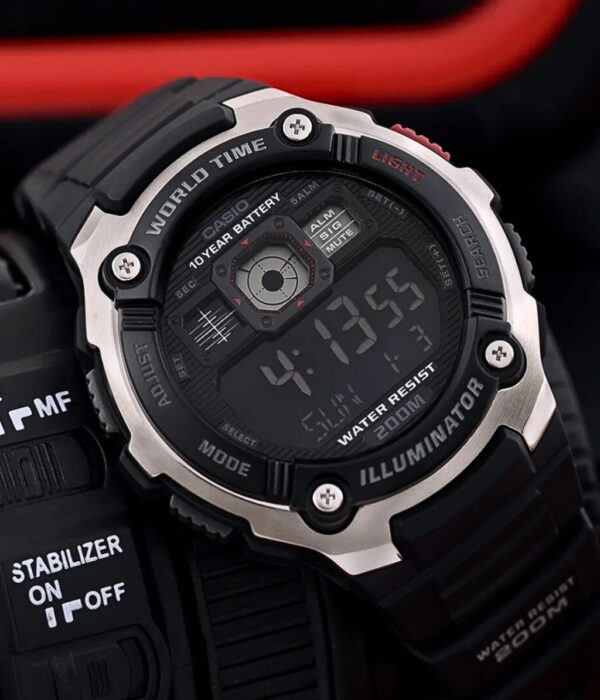 Đồng hồ Casio AE-2000W-1BVDF Nam máy Pin (Quartz) Dây Cao Su (Nhựa) mặt Tròn chính hãng