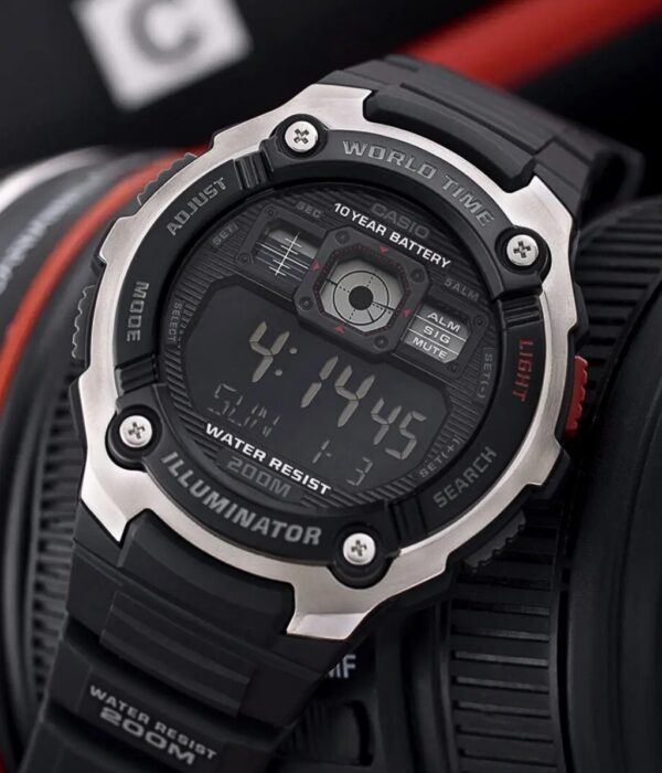 Đồng hồ Casio AE-2000W-1BVDF Nam máy Pin (Quartz) Dây Cao Su (Nhựa) mặt Tròn chính hãng