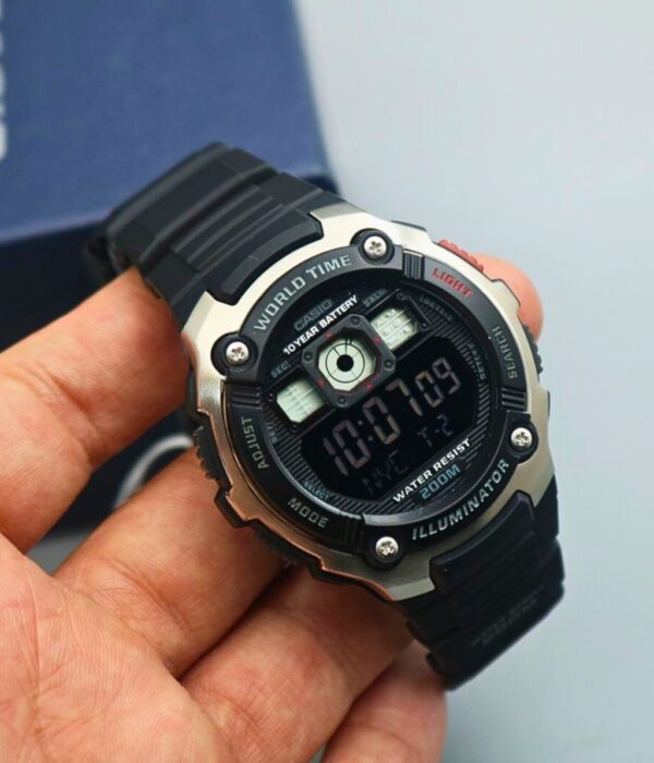 Đồng hồ Casio AE-2000W-1BVDF Nam máy Pin (Quartz) Dây Cao Su (Nhựa) mặt Tròn chính hãng