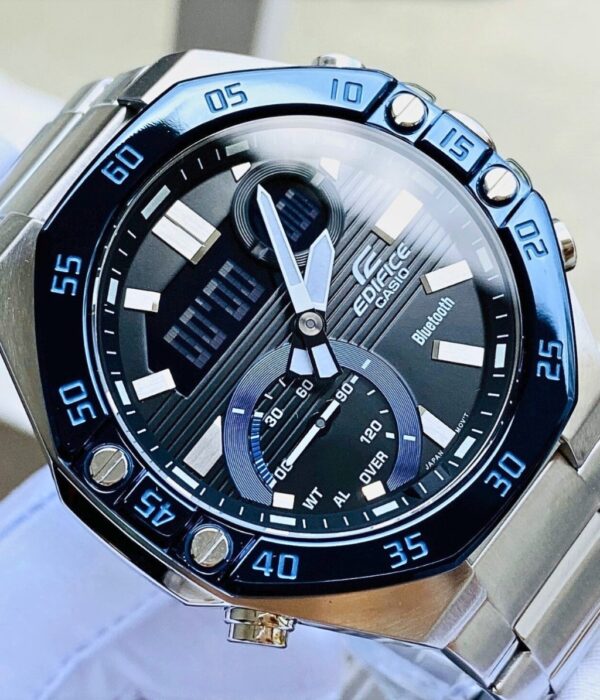Đồng hồ Casio ECB-10DB-1BDF Nam máy Pin (Quartz) Dây Inox (Thép Không Gỉ) mặt Bát Giác chính hãng
