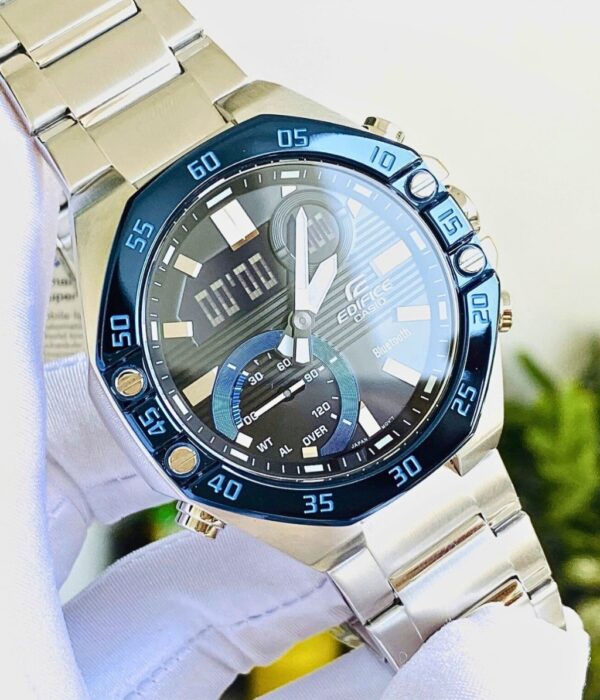 Đồng hồ Casio ECB-10DB-1BDF Nam máy Pin (Quartz) Dây Inox (Thép Không Gỉ) mặt Bát Giác chính hãng