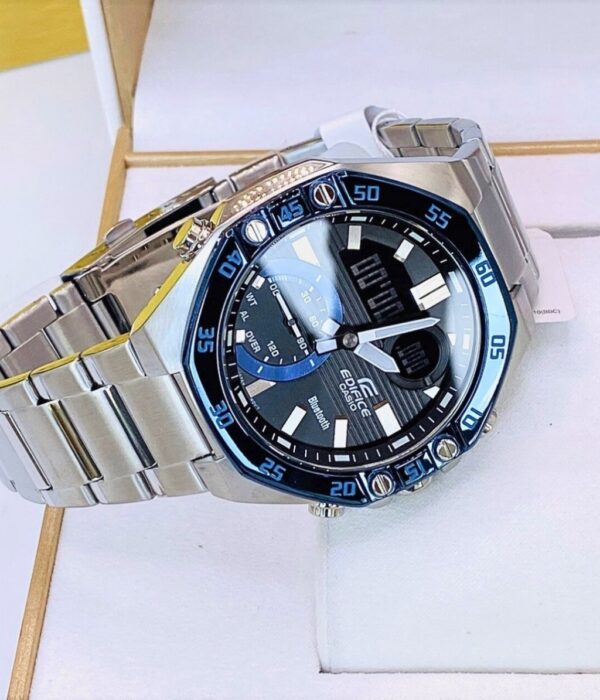 Đồng hồ Casio ECB-10DB-1BDF Nam máy Pin (Quartz) Dây Inox (Thép Không Gỉ) mặt Bát Giác chính hãng