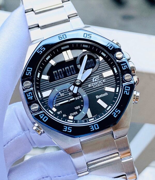 Đồng hồ Casio ECB-10DB-1BDF Nam máy Pin (Quartz) Dây Inox (Thép Không Gỉ) mặt Bát Giác chính hãng