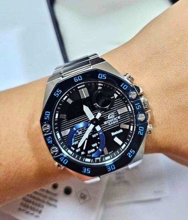 Đồng hồ Casio ECB-10DB-1BDF Nam máy Pin (Quartz) Dây Inox (Thép Không Gỉ) mặt Bát Giác chính hãng