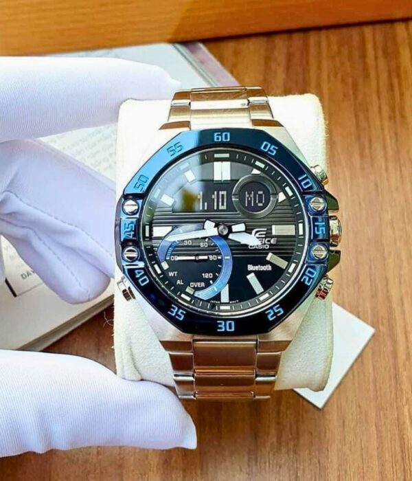 Đồng hồ Casio ECB-10DB-1BDF Nam máy Pin (Quartz) Dây Inox (Thép Không Gỉ) mặt Bát Giác chính hãng