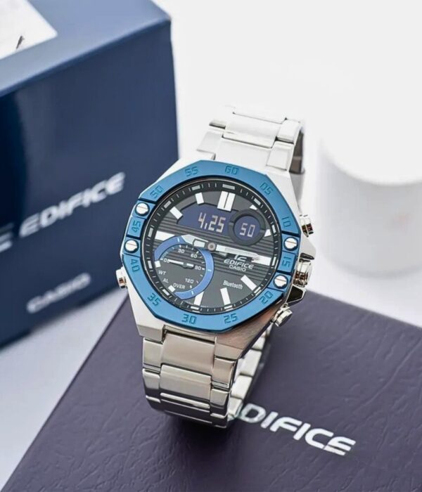 Đồng hồ Casio ECB-10DB-1BDF Nam máy Pin (Quartz) Dây Inox (Thép Không Gỉ) mặt Bát Giác chính hãng