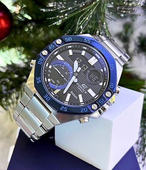 Đồng hồ Casio ECB-10DB-1BDF Nam máy Pin (Quartz) Dây Inox (Thép Không Gỉ) mặt Bát Giác chính hãng