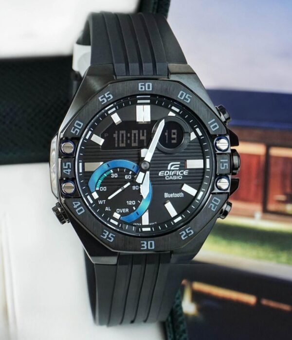 Đồng hồ Casio ECB-10PB-1ADF Nam máy Pin (Quartz) Dây Cao Su (Nhựa) mặt Bát Giác chính hãng