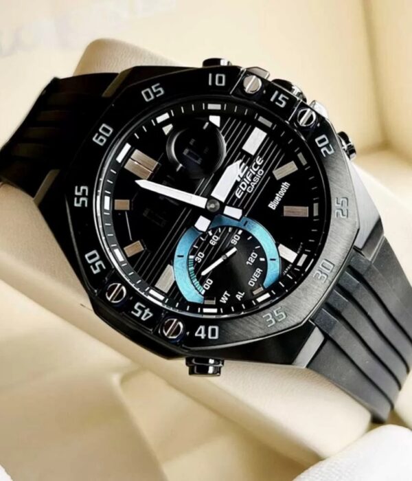 Đồng hồ Casio ECB-10PB-1ADF Nam máy Pin (Quartz) Dây Cao Su (Nhựa) mặt Bát Giác chính hãng