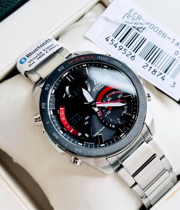 Đồng hồ Casio ECB-900DB-1ADR Nam máy Solar (Năng Lượng Ánh Sáng Mặt Trời) Dây Inox (Thép Không Gỉ) mặt Tròn chính hãng