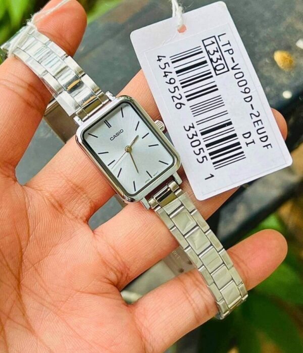 Đồng hồ Casio LTP-V009D-2EUDF Nữ máy Pin (Quartz) Dây Inox (Thép Không Gỉ) mặt Vuông chính hãng