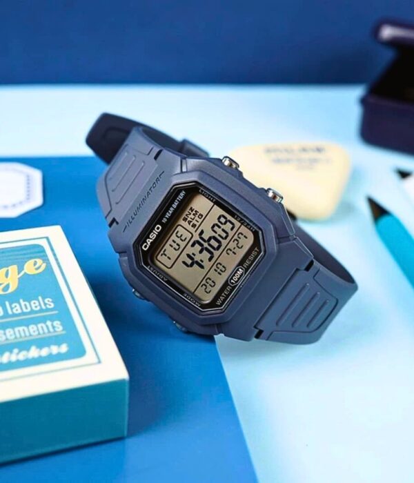 Đồng hồ Casio W-800H-2AVDF Nam máy Pin (Quartz) Dây Cao Su (Nhựa) mặt Vuông chính hãng
