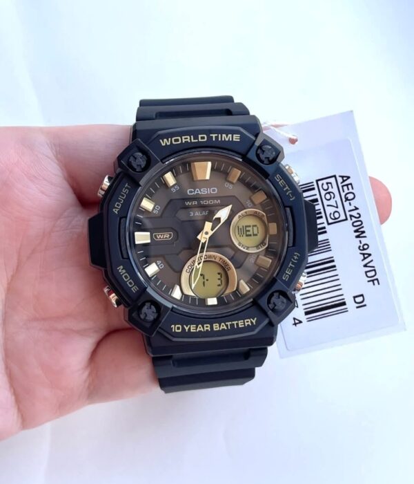 Đồng hồ Casio AEQ-120W-9AVDF Nam máy Pin (Quartz) Dây Cao Su (Nhựa) mặt Tròn chính hãng
