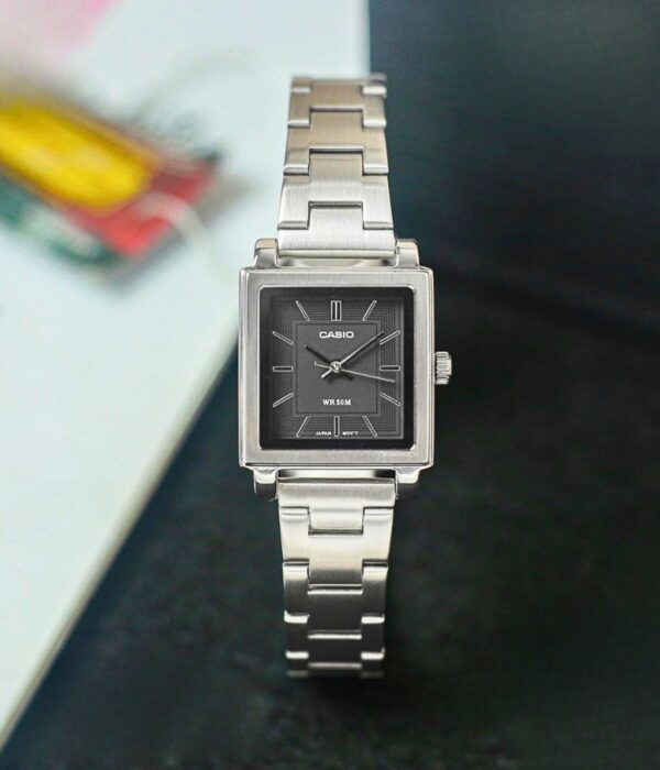 Đồng hồ Casio LTP-E176D-1AVDF Nữ máy Pin (Quartz) Dây Inox (Thép Không Gỉ) mặt Vuông chính hãng