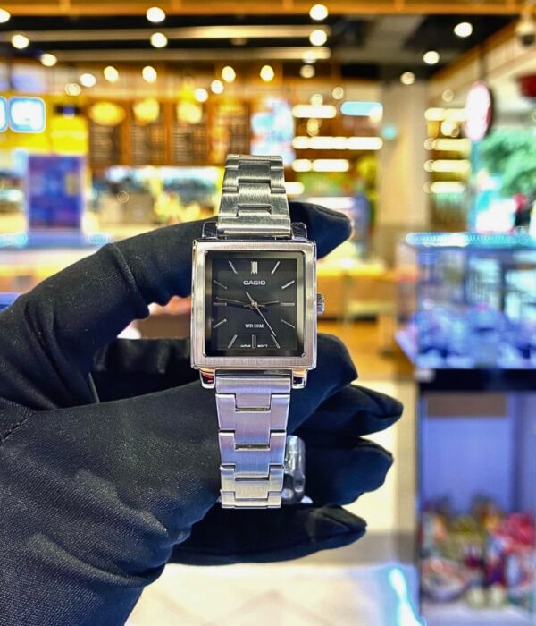 Đồng hồ Casio LTP-E176D-1AVDF Nữ máy Pin (Quartz) Dây Inox (Thép Không Gỉ) mặt Vuông chính hãng